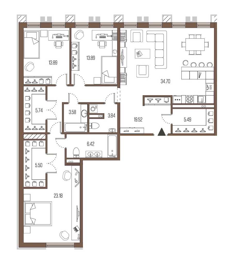 Трехкомнатная квартира в : площадь 135.75 м2 , этаж: 2 – купить в Санкт-Петербурге
